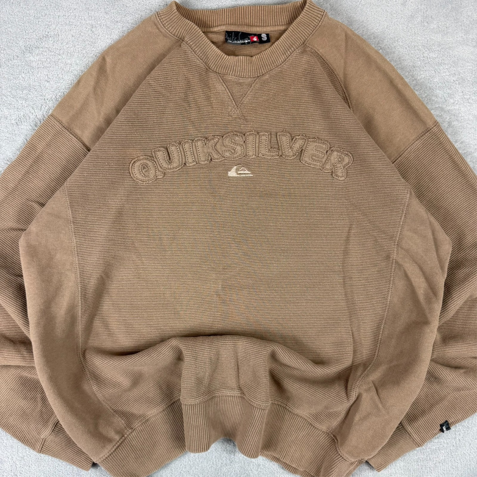 Vintage Quiksilver 2000's Y2K Surf Brown Spellout Oversized Small Sweatshirt image 3