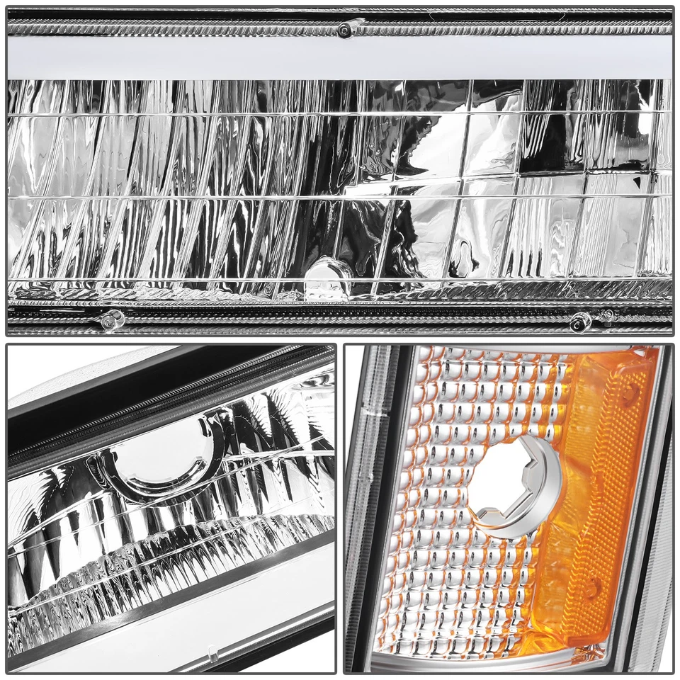 Faro + señal + lámpara de esquina ámbar cromada Fit 94-00 GMC C/K 1500-3500 C-LED DRL Foto 4 de 4