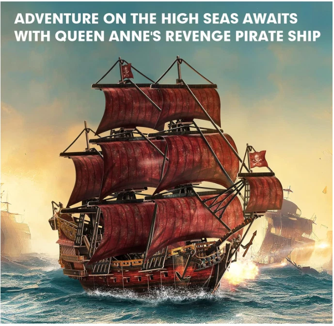 Rompecabezas 3D para Adultos Niños Láser Rojo Reina Ana Venganza 391 Piezas Genial Pirata Sh Foto 4 de 4