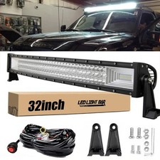 32 Led Light Bar Tri Row Spot Flood Combo Truck Offroad 4wd Atv Suv Light Usa