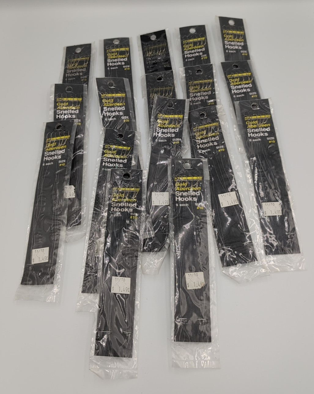 Lot of 17 - HT Fishing Gold Aberdeen Snelled Rigged Hooks - 