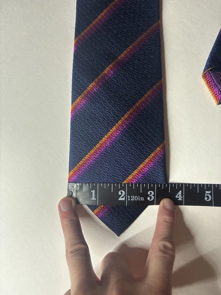 "Corbata a rayas azul seda 100 % Charles Tyrwhitt para hombre (usada 1x) 59""" Foto 4 de 4