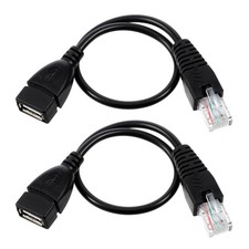 2 Pcs USB 2.0 to RJ45 Ethernet Adapter, Black USB2.0 Female to RJ45 8P4C Male...
