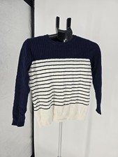 Nautica Sweater Mens Medium Striped Crewneck Cable Knit Pullover Classic Casual
