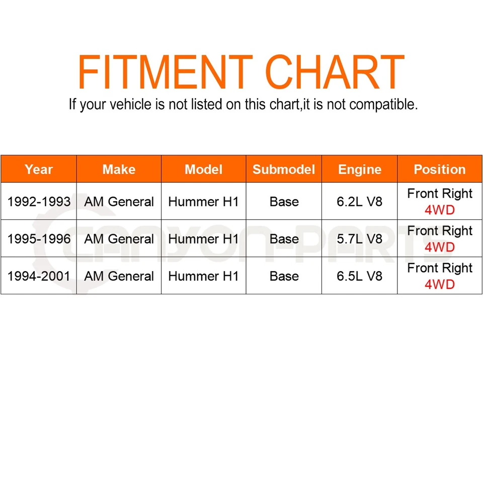 Передний правый вал оси CV в сборе для 1992-2001 Hummer H1 6,5 л 6,2 л 5,7 л V8 4WD - Изображение 2 из 4