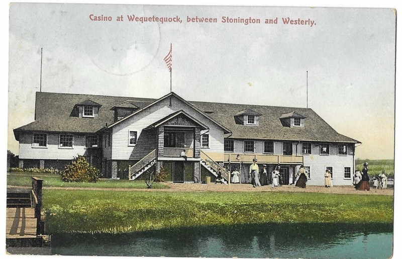 Postcard 1910 Casino Wequetequock CT  Stonington / Westerly- great fancy Cancel!