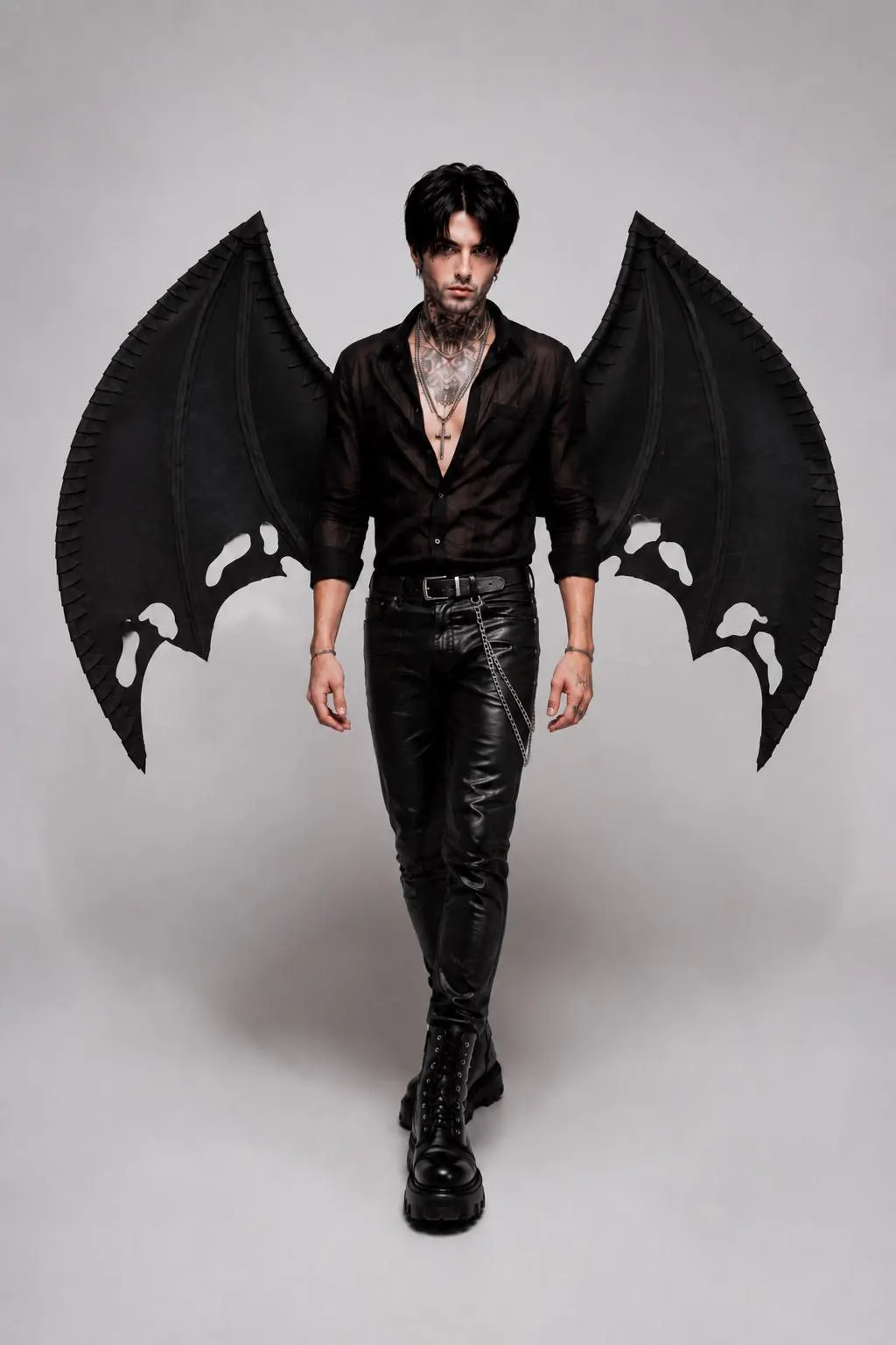 Disfraz de alas de ángel negro para hombre gótico cosplay alas para sesión de fotos de Halloween