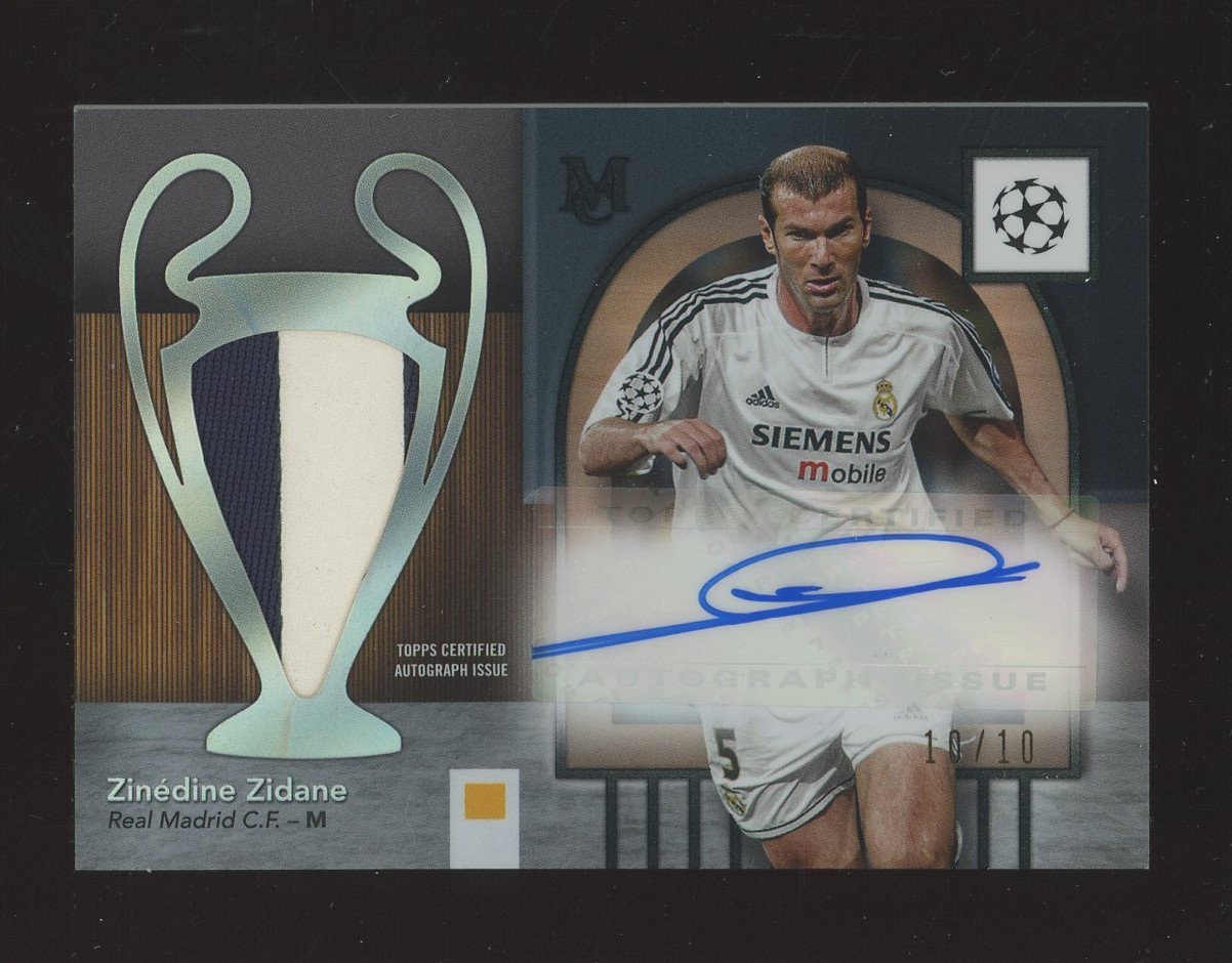 2024-25 Topps Museum UCC Soccer Zinedine Zidane Match Worn Patch AUTO 10/10 view 1