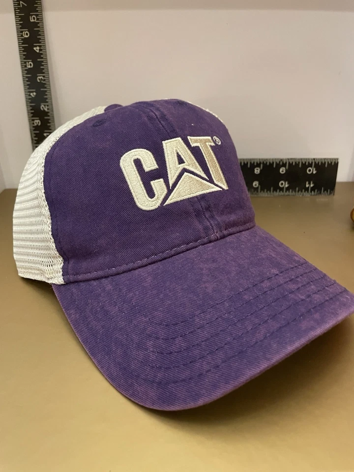 Caterpillar Equipment Baseball Hat Mesh Back adj. Trucker Cap Purple and white - Image 2 of 4