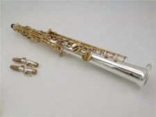 New Soprano Saxophone S-992 Silvering Gold Key sax With Case Mouthpiece Neck
