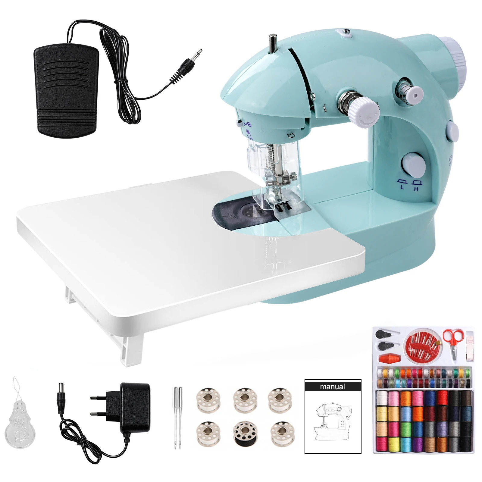 Machine à coudre mini 202A à double vitesse et table d'extension ergonomique