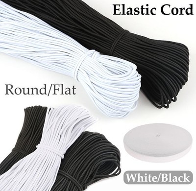 Elastic Cord Tape White Black Stretch Elastic Bead Cord Crafts DIY 0.5mm To 60mm