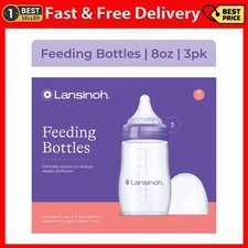 Lansinoh Anti-Colic Baby Bottles 8 Oz 3 Count Includes Medium Flow Nipples