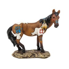 Hand-Painted Pinto Horse Figurine – Resin Statue with Rustic Details