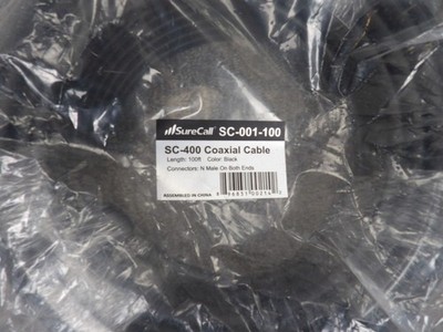 SureCall SC-400 Coaxial Cable 100ft Black N Male Connectors On Both Ends