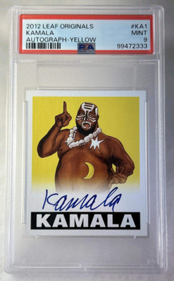 2012 Kamala 'The Ugandan Giant' Leaf Originals Auto Yellow Card #KA1 PSA MINT-9