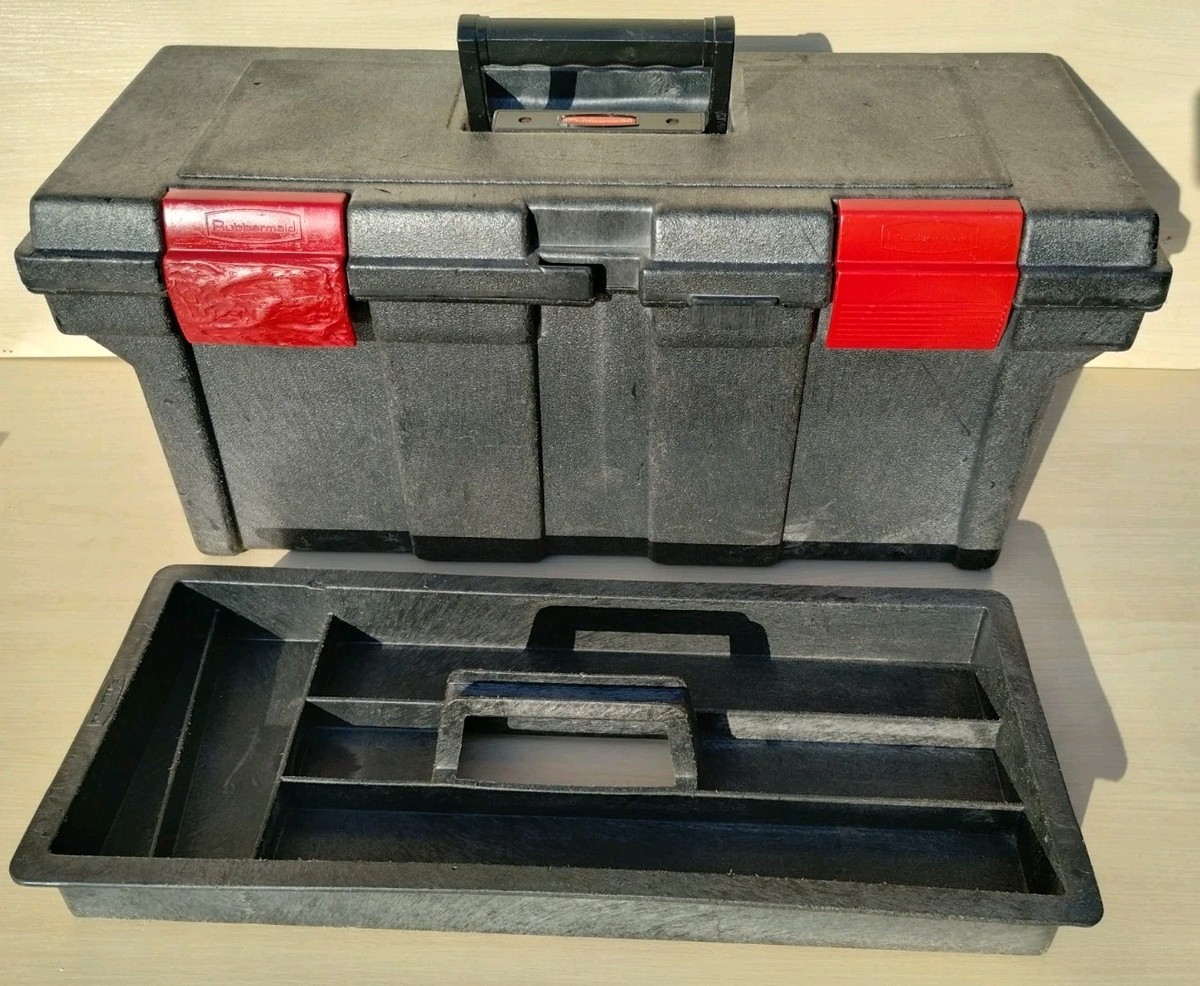 Vtg. Rubbermaid Heavy Duty 26” Tool Box #7717 Orig Tray Gray USA