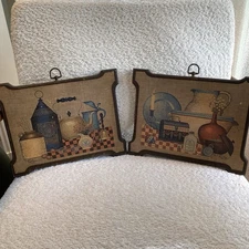Vintage MCM 1970s Kirby Colonial Kitchen Wall Art Set of 2