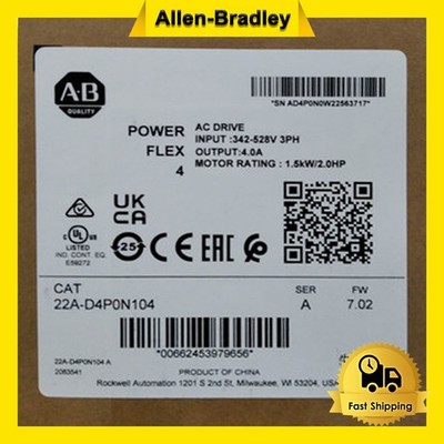 1PC NEW AB 22A-D4P0N104 SER A PowerFlex4 1.5 kW 2 HP AC Drive AB 22AD4P0N104 PLC