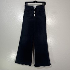 FRAME Le Palazzo Jeans Womens 26 Black Charcoal High Rise Wide Leg 26x29 Denim
