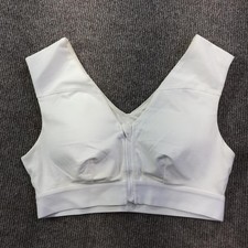 Tommie Copper Sports Bra Womens Medium White Shoulder Support Zip Front Mesh