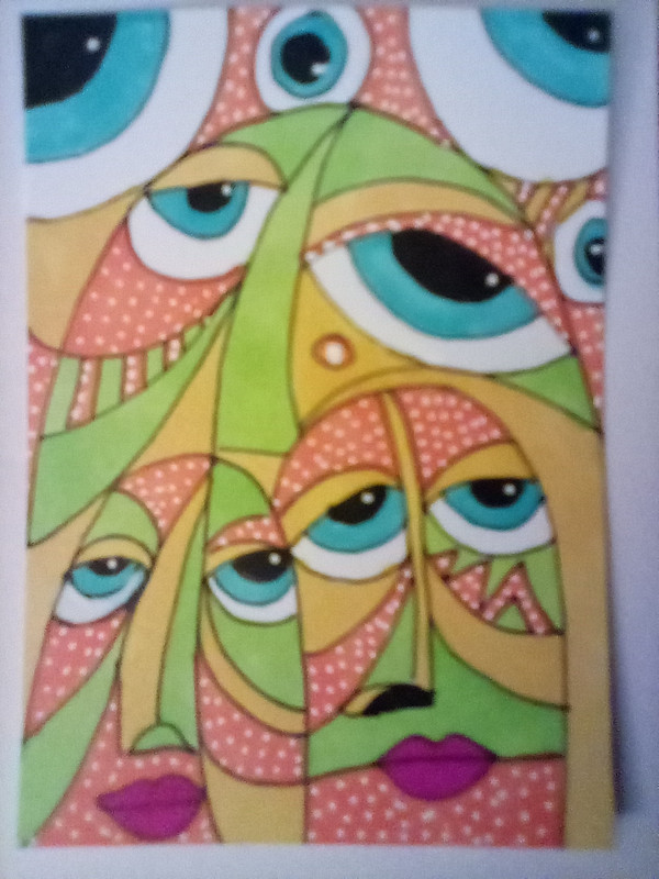 ACEO-2026-06-05 BIG EYE Art Card - ORIGINAL ART, SHIPPING FREE