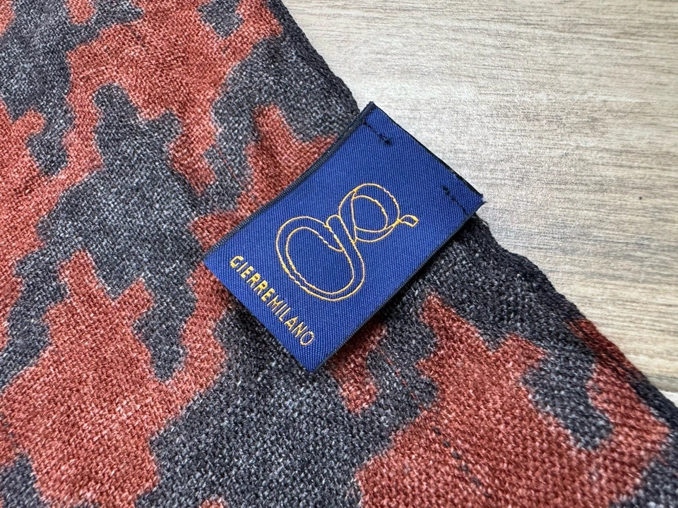 GIERRE Milano 100% Lana Hombre Bufanda Pata de Gallo y Estampado de Lunares Raro Auténtico Foto 4 de 4