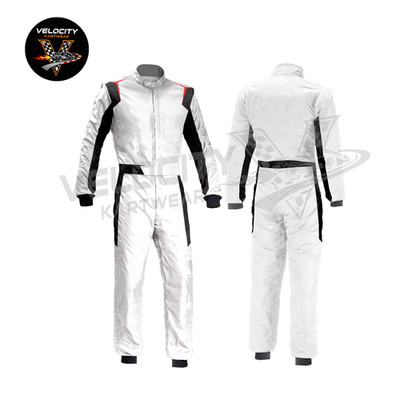 White Black Kart Racing Suit | Go Kart Racewear Protective Gear for Drivers