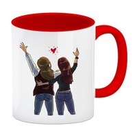Freundinnen Kaffeebecher Rot Mit Spruch Und MäDels-Motiv