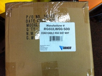 VANCO RG6/U BULK COAXIAL CABLE - RG6ULW60-500