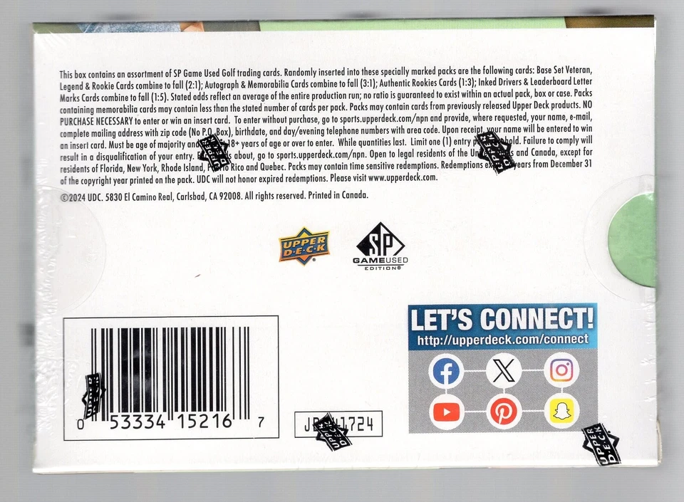 2024 UPPER DECK SP GAME USED GOLF FACTORY SEALED HOBBY BOX **3 PREMIUM HITS** - Image 2 of 2