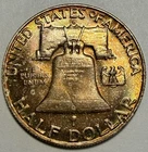 1958-D Franklin Half Dollar, Gem BU, Mint Set Toned! Silver