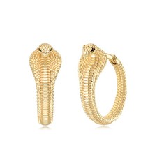 Women Cobra Snake Earrings Gold Huggie Hoop 14K Gold Plated Small