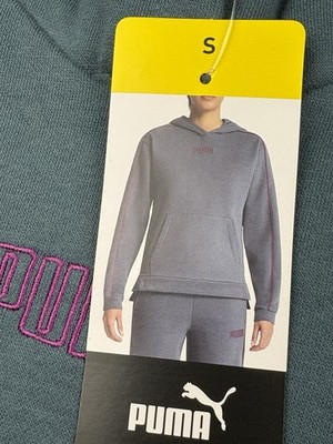 PUMA Blue Pullover Hoodie Women's Size S Regular Knit Long Sleeve Hooded Pockets