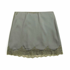 Abercrombie and fitch AF Scarlett lace trim satin mini skort green Medium NWT