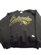 VTG Pro Player University of Colorado Sweatshirt Black Graphic CU Buffalo Large