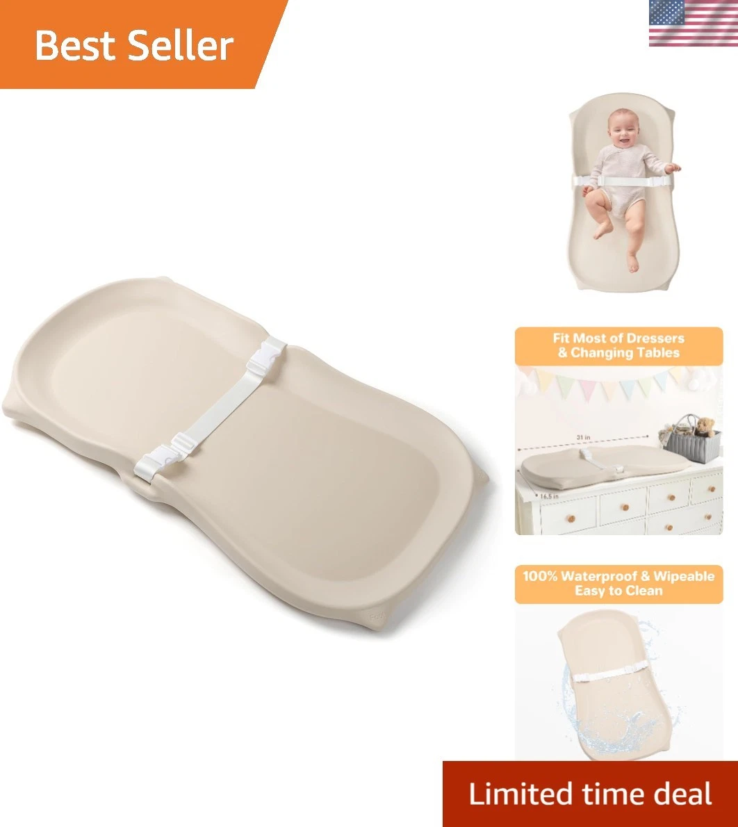Soft EVA Baby Changing Pad - Multi-Purpose Waterproof Cat Design & Safety Strap