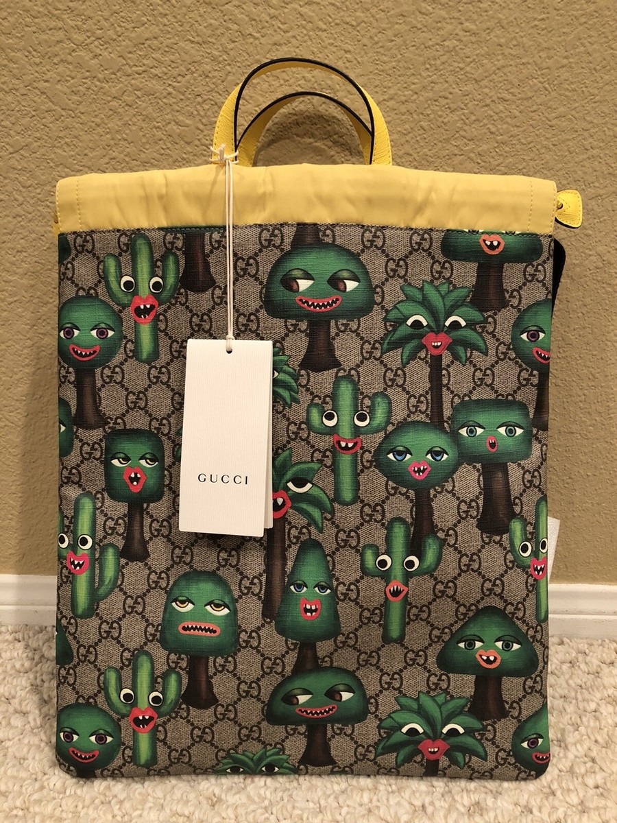 100% Authentic GUCCI GG Supreme Smiling Plants Web Shoulder Strip