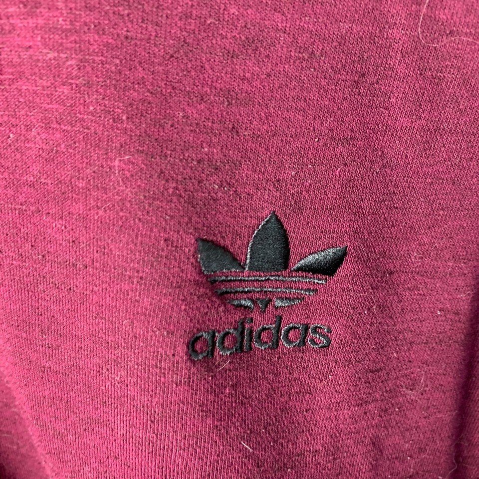 Adidas Jumper Mens Large Red Burgundy Originals Maroon Pullover