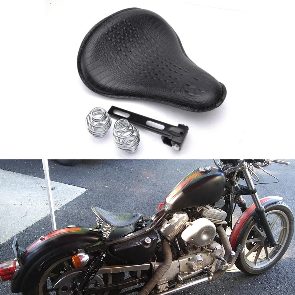 Asientos individuales de resorte de cocodrilo de 3" para motocicleta Harley Chopper Bobber Café Racer Foto 2 de 4