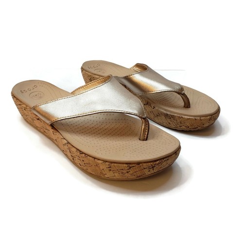 Crocs Womens Cork Wedge Rose Gold 