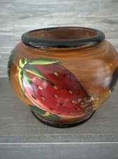 Vintage Hand Painted Hand Turned Wood Vase Bowl Boho 4  