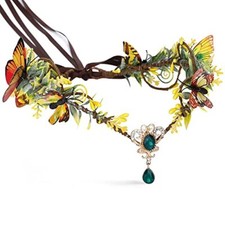 Elf Headpiece with Butterflies Fairy Green Rhinestone Crown Woodland Elven Ci...