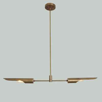 Handmade Two Arms Linear Sputnik Brass Ceiling Pendant Chandelier Light Fixture