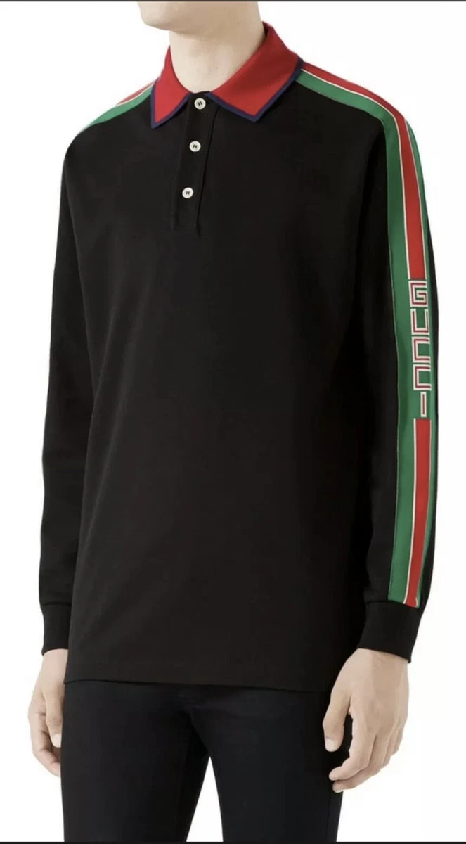 New With Tags. GUCCI Long Sleeve Polo Shirt, $980, Size-Small.