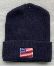 NEW USA FLAG Knit Roll Beanie Hat