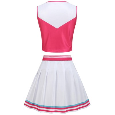 Cheerleader-Kostüm Für Damen & Teens – Bauchfreies Top, Faltenrock, Mit Pompons & Haarschleife, Für Halloween & Party