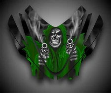 Arctic Cat M7 M8 M1000 Crossfire 05-11 Graphics Decal kit Hood Grim Reaper Green
