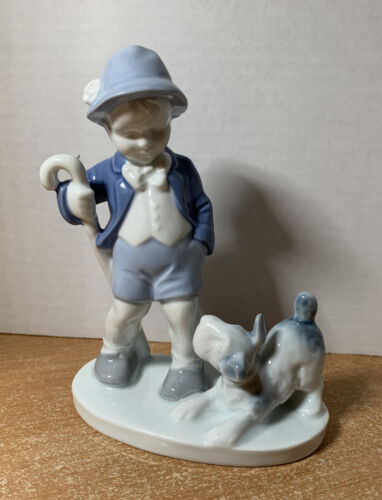 Gerald Porcelain Bavaria Figurine West Germany Boy with Terrier 5 3/4" - Picture 1 of 10