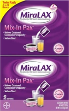 MiraLAX Laxative Mix-In Pax, PEG 3350, 40 Dose Travel Pack, Doctor Recommended
